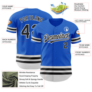 Custom Thunder Blue Black-White Line Authentic Baseball Jersey