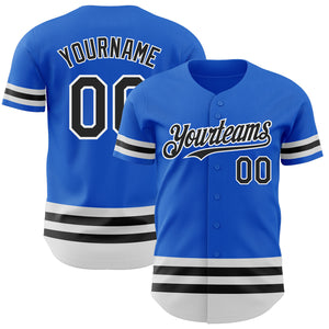 Custom Thunder Blue Black-White Line Authentic Baseball Jersey