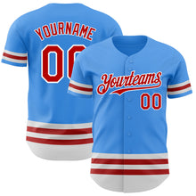 Load image into Gallery viewer, Custom Electric Blue Red-White Line Authentic Baseball Jersey
