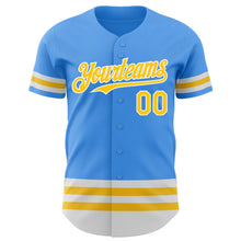 Laden Sie das Bild in den Galerie-Viewer, Custom Electric Blue Yellow-White Line Authentic Baseball Jersey
