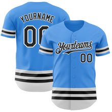 Load image into Gallery viewer, Custom Electric Blue Black-White Line Authentic Baseball Jersey
