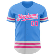 Laden Sie das Bild in den Galerie-Viewer, Custom Electric Blue Pink-White Line Authentic Baseball Jersey
