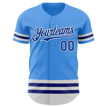 Load image into Gallery viewer, Custom Electric Blue Royal-White Line Authentic Baseball Jersey
