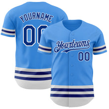 Load image into Gallery viewer, Custom Electric Blue Royal-White Line Authentic Baseball Jersey
