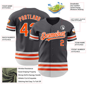 Custom Steel Gray Orange-White Line Authentic Baseball Jersey