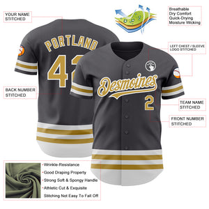 Custom Steel Gray Old Gold-White Line Authentic Baseball Jersey