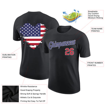 Custom Black Red-Purple 3D American Flag Patriotic Performance T-Shirt