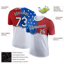 Laden Sie das Bild in den Galerie-Viewer, Custom White Red Royal-Black 3D American Flag Patriotic Performance T-Shirt

