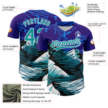 Load image into Gallery viewer, Custom Purple Teal-White 3D Pattern Design Mountains Authentic Baseball Jersey
