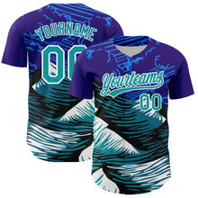 Laden Sie das Bild in den Galerie-Viewer, Custom Purple Teal-White 3D Pattern Design Mountains Authentic Baseball Jersey
