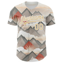 Загрузить изображение в средство просмотра галереи, Custom Vegas Gold White 3D Pattern Design Sun Rays Through Mountain Tops Authentic Baseball Jersey
