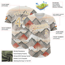 Laden Sie das Bild in den Galerie-Viewer, Custom Vegas Gold White 3D Pattern Design Sun Rays Through Mountain Tops Authentic Baseball Jersey
