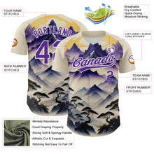 Load image into Gallery viewer, Custom White Purple 3D Pattern Design Mountains Landscape Authentic Baseball Jersey
