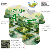 Load image into Gallery viewer, Custom White Grass Green 3D Pattern Design Mountains Landscape Authentic Baseball Jersey
