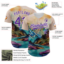 Laden Sie das Bild in den Galerie-Viewer, Custom White Purple 3D Pattern Design Mountains Landscape Authentic Baseball Jersey
