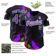 Laden Sie das Bild in den Galerie-Viewer, Custom Black Purple-White 3D Pattern Design Holi Festival Color Powder Authentic Baseball Jersey
