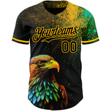 Load image into Gallery viewer, Custom Black Gold 3D Pattern Design Holi Festival Color Powder Authentic Baseball Jersey
