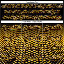 Load image into Gallery viewer, Custom Black Gold 3D Pattern Design Gradient Lines Authentic Baseball Jersey
