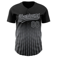 Load image into Gallery viewer, Custom Black Gray 3D Pattern Design Gradient Lines Authentic Baseball Jersey

