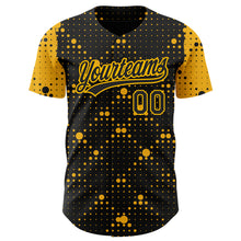 Load image into Gallery viewer, Custom Black Gold 3D Pattern Design Geometric Halftone Dots Authentic Baseball Jersey
