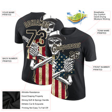 Laden Sie das Bild in den Galerie-Viewer, Custom Black City Cream 3D Skull Killer With American Flag Performance T-Shirt
