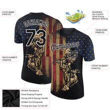 Laden Sie das Bild in den Galerie-Viewer, Custom Black White 3D Soldier And American Flag Performance T-Shirt
