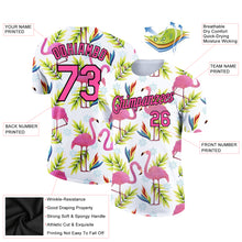 Load image into Gallery viewer, Custom White Pink-Black 3D Pattern Design Tropical Hawaii Flamingo Performance T-Shirt
