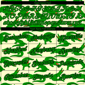 Custom Cream Aurora Green-Black 3D Pattern Design Crocodile Performance T-Shirt