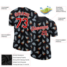 Load image into Gallery viewer, Custom Black Red-White 3D Pattern Design Feather Performance T-Shirt
