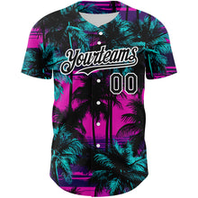 Charger l&#39;image dans la galerie, Custom Pink Black-White 3D Pattern Design Beach Hawaii Palm Trees Authentic Baseball Jersey
