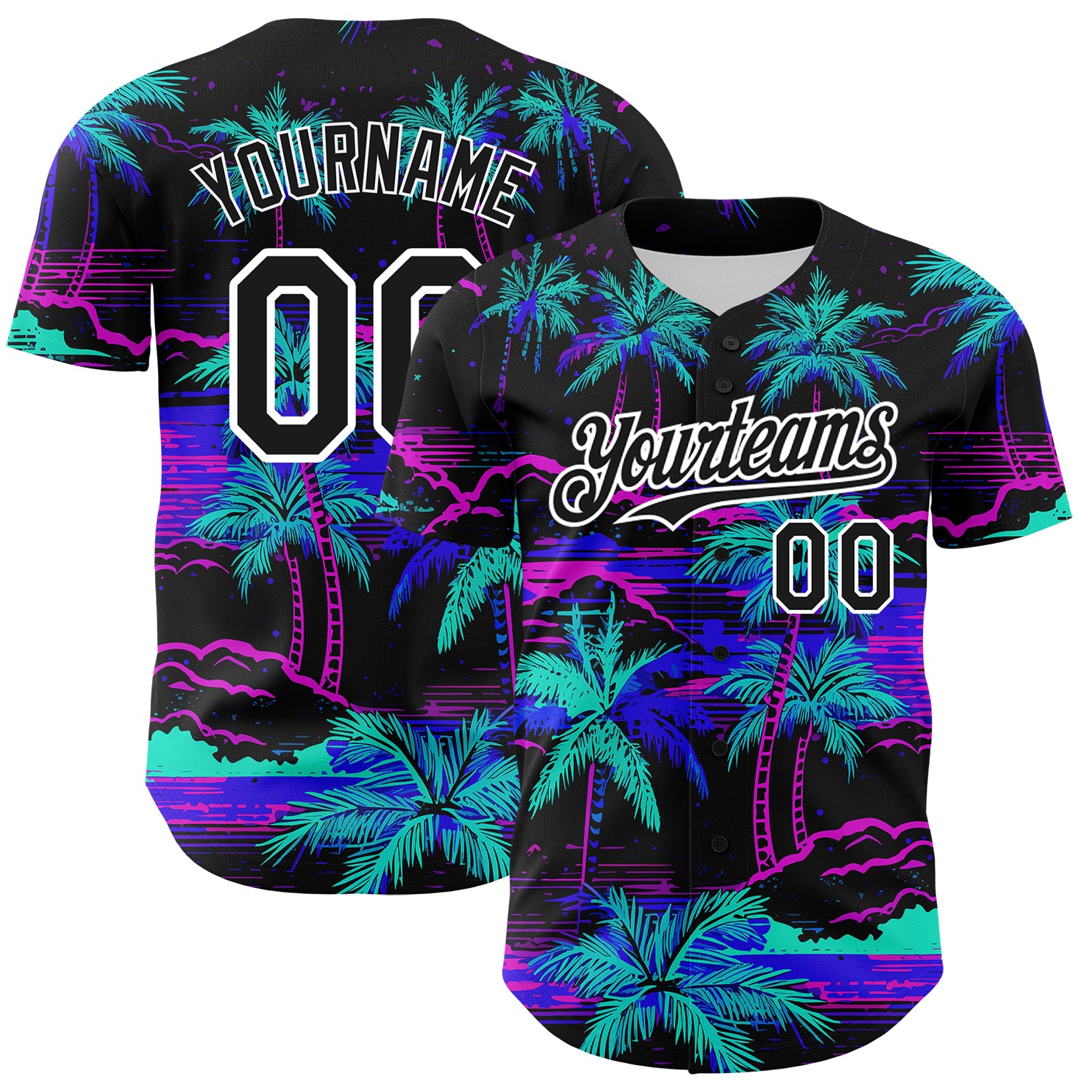2024 Cheap Custom Black White 3D Pattern Design Beach Hawaii