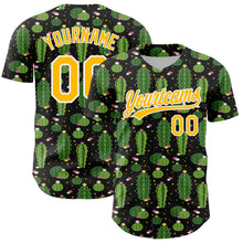 Laden Sie das Bild in den Galerie-Viewer, Custom Black Gold-White 3D Pattern Design Cactus Festival Authentic Baseball Jersey
