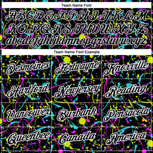 Custom Graffiti Pattern Black-White 3D Neon Splatter Performance T-Shirt