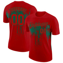 Загрузить изображение в средство просмотра галереи, Custom Red Kelly Green 3D Pattern Design Dripping Splatter Art Performance T-Shirt
