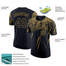 Загрузить изображение в средство просмотра галереи, Custom Black Old Gold 3D Pattern Design Abstract Sharp Shape Performance T-Shirt
