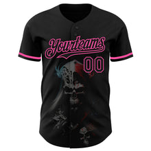 Load image into Gallery viewer, Custom Black Pink 3D Skull Fashion Authentic Baseball Jersey
