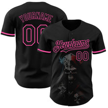 Load image into Gallery viewer, Custom Black Pink 3D Skull Fashion Authentic Baseball Jersey
