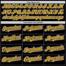 Laden Sie das Bild in den Galerie-Viewer, Custom Black Gold-White 3D Pattern Design Gradient Style Twinkle Star Authentic Baseball Jersey

