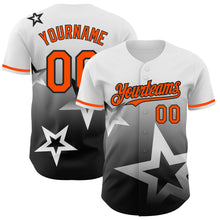 Load image into Gallery viewer, Custom White Orange-Black 3D Pattern Design Gradient Style Twinkle Star Authentic Baseball Jersey
