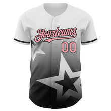 Load image into Gallery viewer, Custom White Medium Pink-Black 3D Pattern Design Gradient Style Twinkle Star Authentic Baseball Jersey
