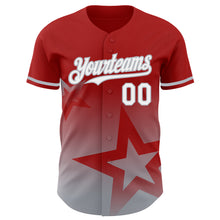Charger l&#39;image dans la galerie, Custom Red White-Gray 3D Pattern Design Gradient Style Twinkle Star Authentic Baseball Jersey
