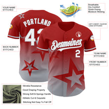 Charger l&#39;image dans la galerie, Custom Red White-Gray 3D Pattern Design Gradient Style Twinkle Star Authentic Baseball Jersey
