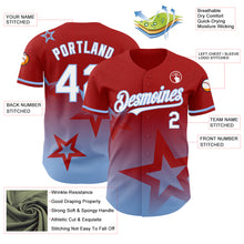 Load image into Gallery viewer, Custom Red White-Light Blue 3D Pattern Design Gradient Style Twinkle Star Authentic Baseball Jersey
