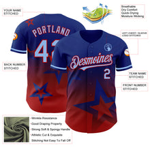 Load image into Gallery viewer, Custom Royal Light Blue-Red 3D Pattern Design Gradient Style Twinkle Star Authentic Baseball Jersey

