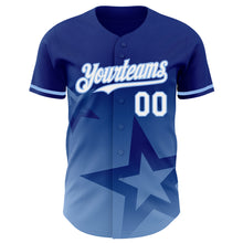 Загрузить изображение в средство просмотра галереи, Custom Royal White-Light Blue 3D Pattern Design Gradient Style Twinkle Star Authentic Baseball Jersey
