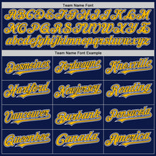 Load image into Gallery viewer, Custom Navy Gold-White 3D Pattern Design Gradient Style Twinkle Star Authentic Baseball Jersey
