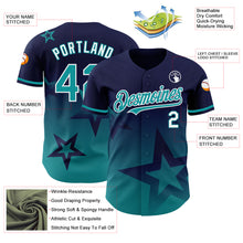 Загрузить изображение в средство просмотра галереи, Custom Navy Teal-White 3D Pattern Design Gradient Style Twinkle Star Authentic Baseball Jersey
