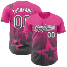 Load image into Gallery viewer, Custom Pink Steel Gray-White 3D Pattern Design Gradient Style Twinkle Star Authentic Baseball Jersey
