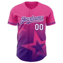 Загрузить изображение в средство просмотра галереи, Custom Pink Purple-White 3D Pattern Design Gradient Style Twinkle Star Authentic Baseball Jersey
