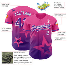 Загрузить изображение в средство просмотра галереи, Custom Pink Purple-White 3D Pattern Design Gradient Style Twinkle Star Authentic Baseball Jersey
